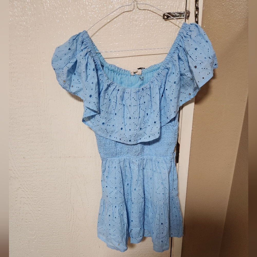 Blue Off-Shoulder Women's Top